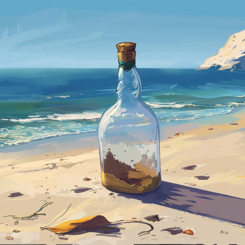 Pirate bottle on sandy beach Pirate bottle on sandy beach