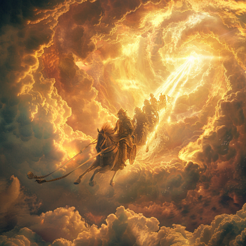 Radiant Light Chariot Man Faces