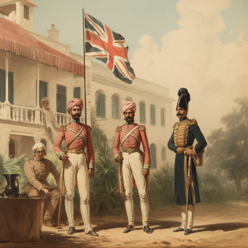 British India officers at government building British India officers at government building