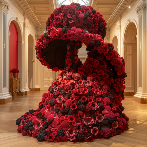 Queen's dress inside floral hat