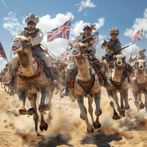 soldiers on camels charging war