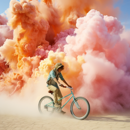 Kids having fun with colourful smoke at Burning Man