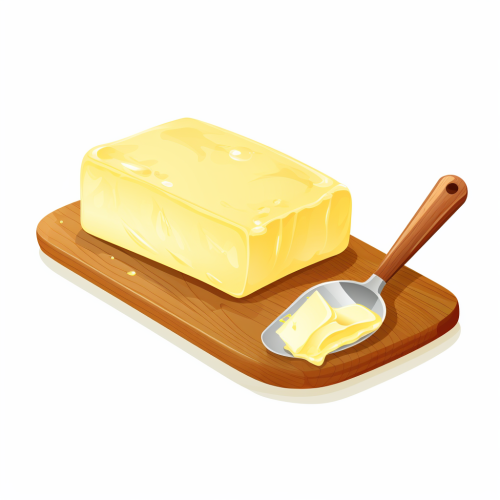 Fresh and Creamy Butter on Wooden Board