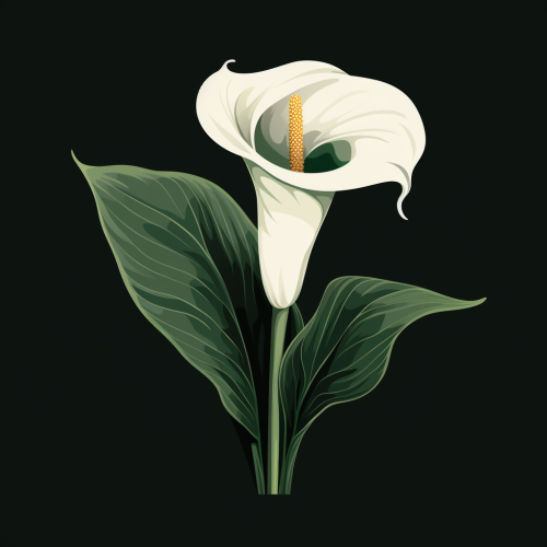 Vibrant calla lilly illustration in black, white, and green Vibrant calla lilly illustration in black, white, and green