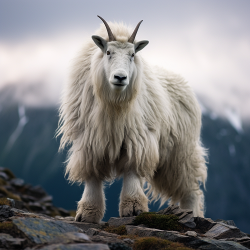 Majestic wild Canadian mountain goat on mantle  ? Majestic wild Canadian mountain goat on mantle  ?