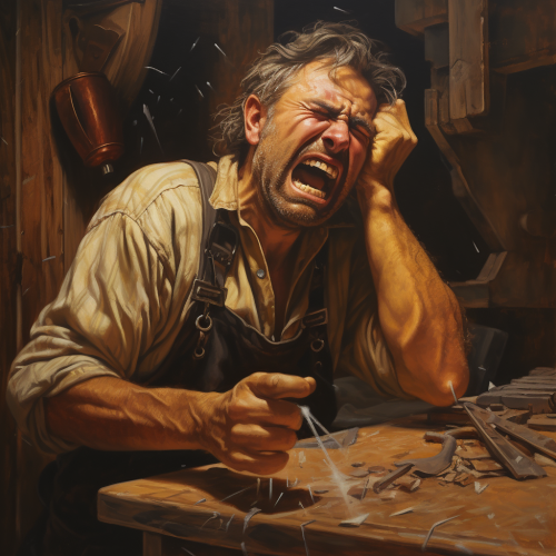 Carpenter expressing frustration with tears Carpenter expressing frustration with tears