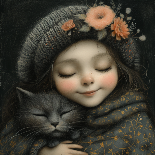 Child with cat cartoon Child with cat cartoon