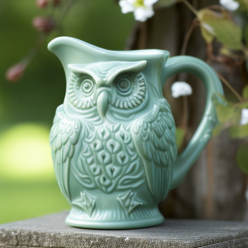 Celadon Owl Pitcher Stock Image