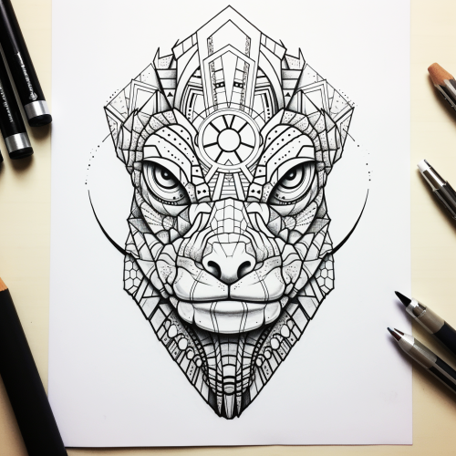 Geometric Chameleon Head with Giant Eyes Geometric Chameleon Head with Giant Eyes