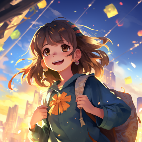 Cheerful anime-holic person enjoying life