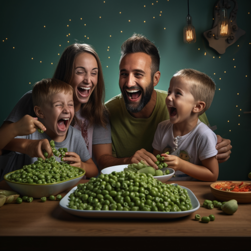 Family enjoying delicious pea dishes Family enjoying delicious pea dishes