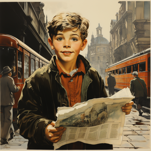 Child with Newspaper Looking from Train Child with Newspaper Looking from Train