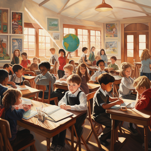 Group of students learning in classroom Group of students learning in classroom