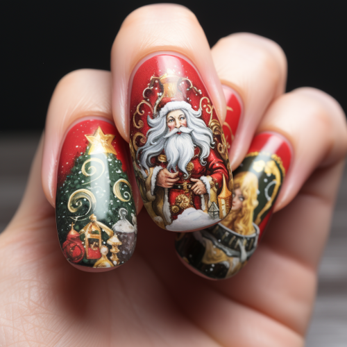 Stylish Christmas press-on nails with loose design Stylish Christmas press-on nails with loose design