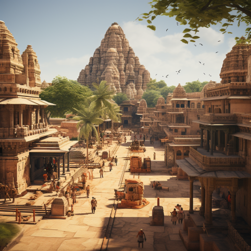 Street View of Hampi's Reconstructed Ancient India
