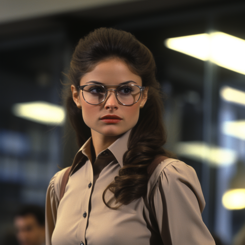 Claire Kent with glasses walking in Daily Planet Claire Kent with glasses walking in Daily Planet