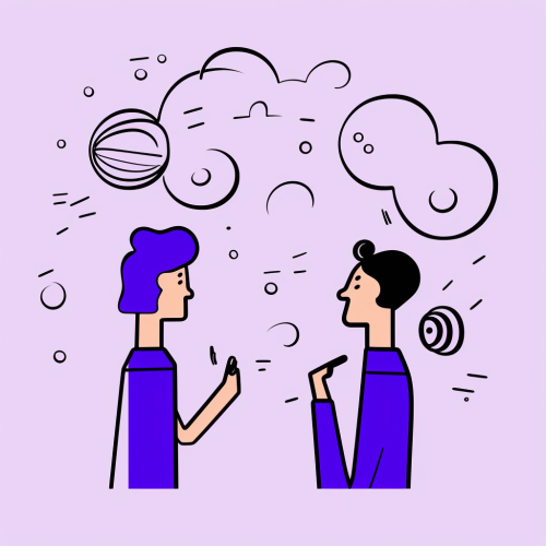 Young male and female discussing essay points Young male and female discussing essay points