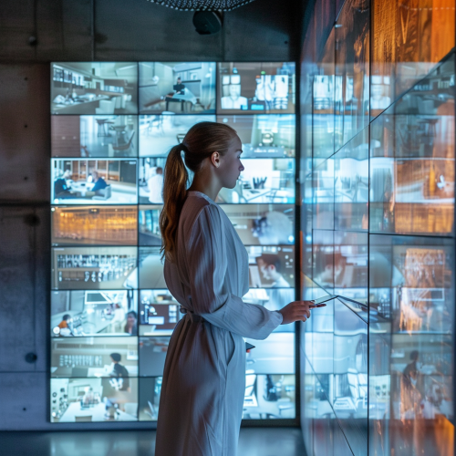 Young lady in control room Young lady in control room