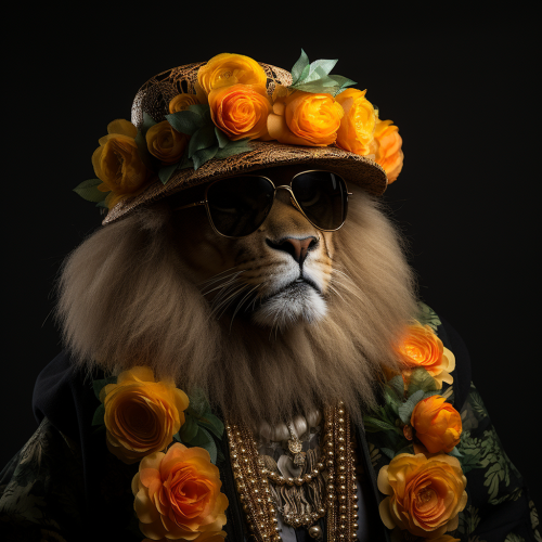 Cool lion in high fashion portrait Cool lion in high fashion portrait