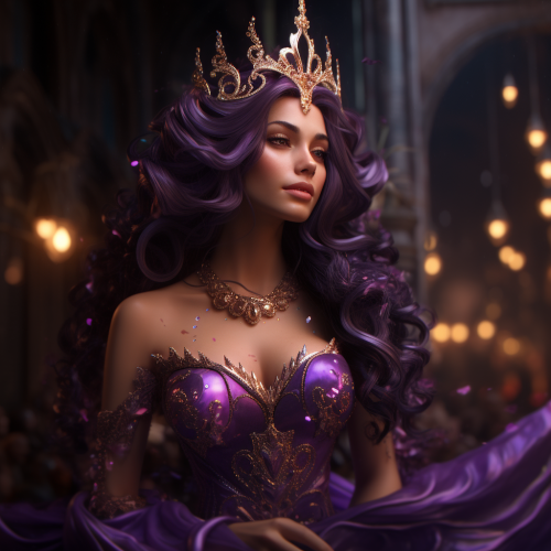 Female model in purple gown with celestial crown Female model in purple gown with celestial crown