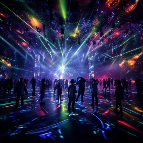 Vibrant cosmic rave music event