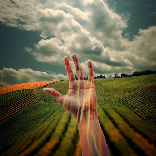 Vibrant Hand Palm in Countryside Vibrant Hand Palm in Countryside