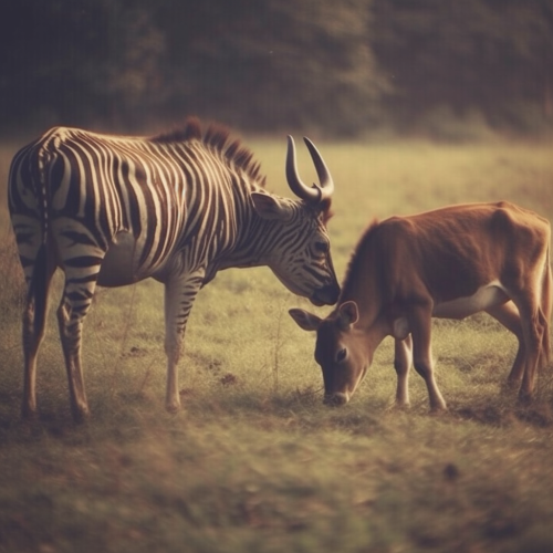 Cow eating deer, tiger style
