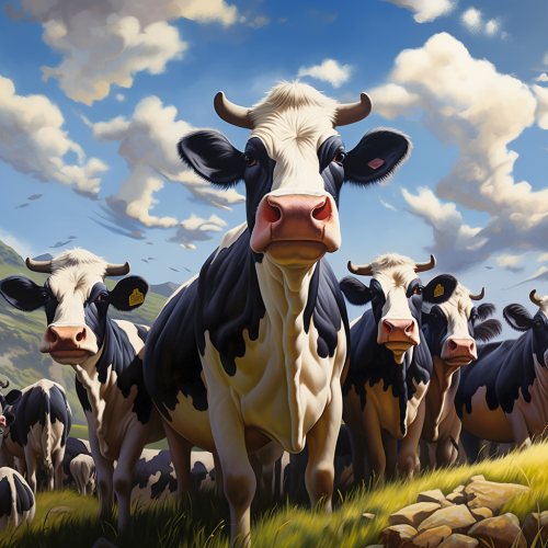 Group of grazing cows on a field Group of grazing cows on a field