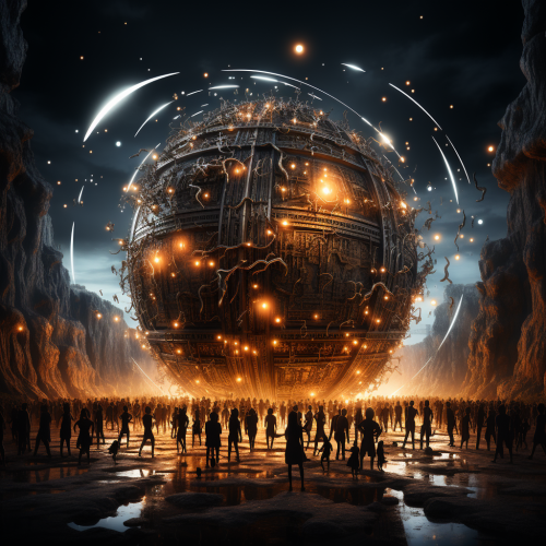 Stick figure animals dancing inside cracked disco ball Stick figure animals dancing inside cracked disco ball