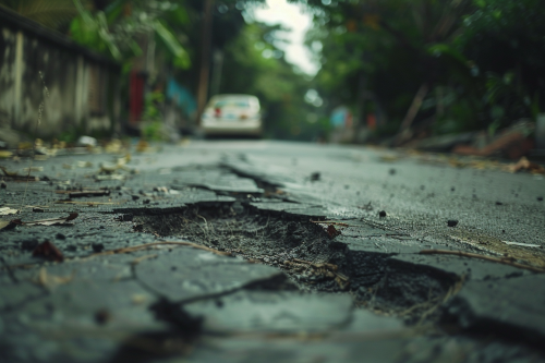 Blurry cracked road image