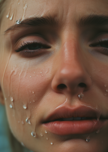 Close-up of a Crying Woman with Smudged Makeup Close-up of a Crying Woman with Smudged Makeup