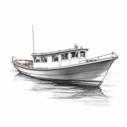 Hand drawing of custom Caroline boat Hand drawing of custom Caroline boat