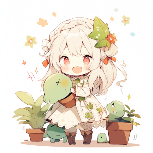 Transformation of a Cute Girl to a Potted Plant