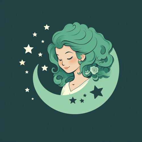 Cute logo with night, baby, stars, moon