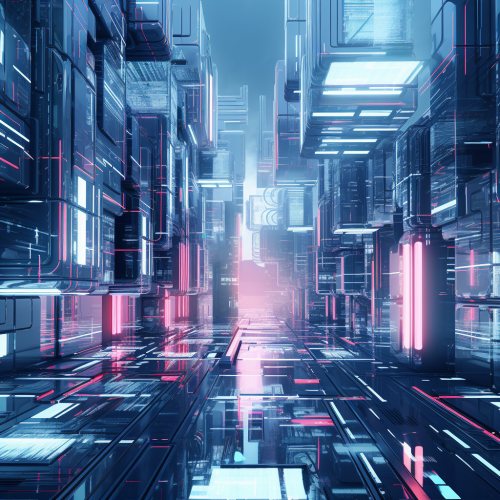 Abstract cyberpunk 3D render