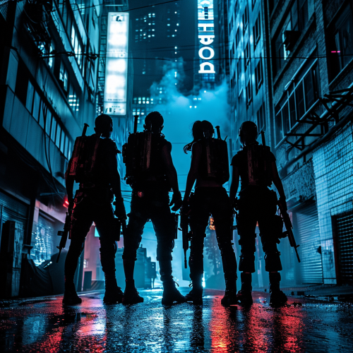 Cyberpunk Crew in Dark City Night
