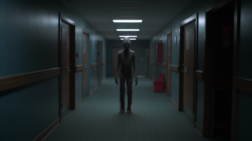 Mysterious dark entity in base corridor Mysterious dark entity in base corridor