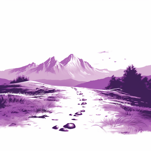 Dark purple footprints on white background