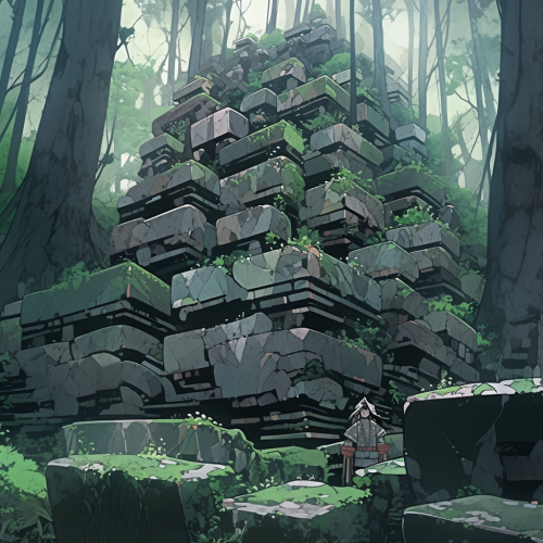 Ancient alien ziggurat in bamboo forest Ancient alien ziggurat in bamboo forest