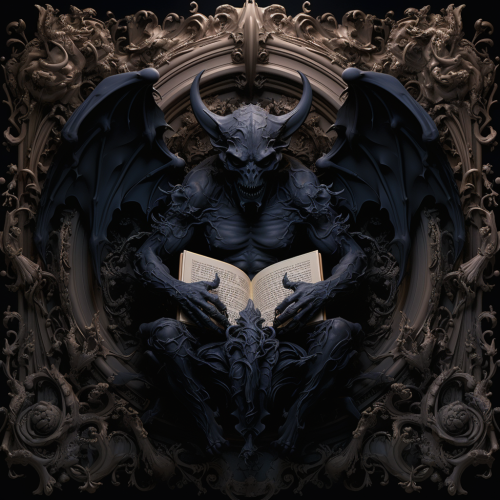 Baroque frame with gargoyle in a dark shape
