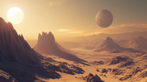 Surreal alien planet with mesmerizing desert dunes.