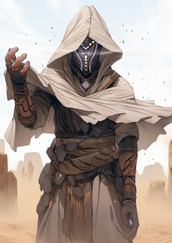 Man emerging from desert hole Man emerging from desert hole