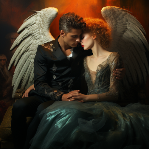 Surreal painting of deux anges amoureux Surreal painting of deux anges amoureux