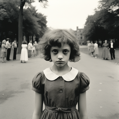 Intriguing portrait showcasing negative space by Diane Arbus