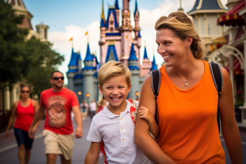 Happy family enjoying Disneyworld adventure