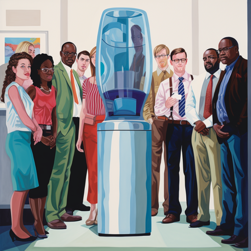 Group of people at office watercooler