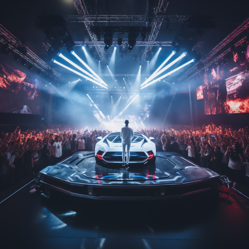 DJ concert with LED display and car