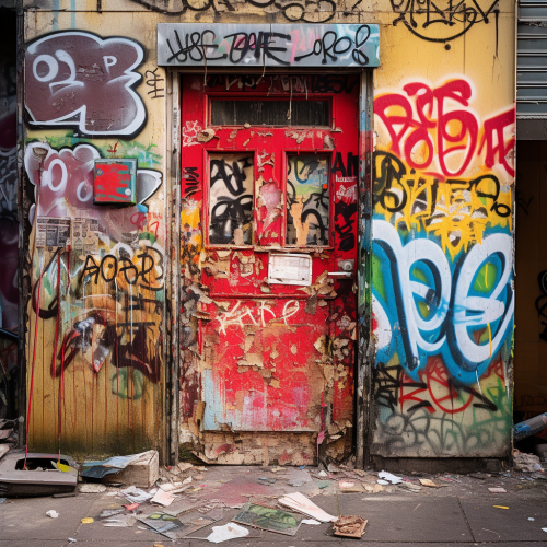 Door with graffiti tags removed