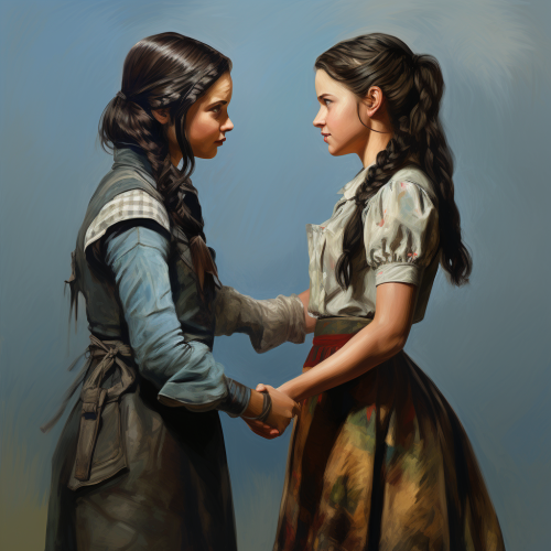 Dorothy and Alice shaking hands Dorothy and Alice shaking hands