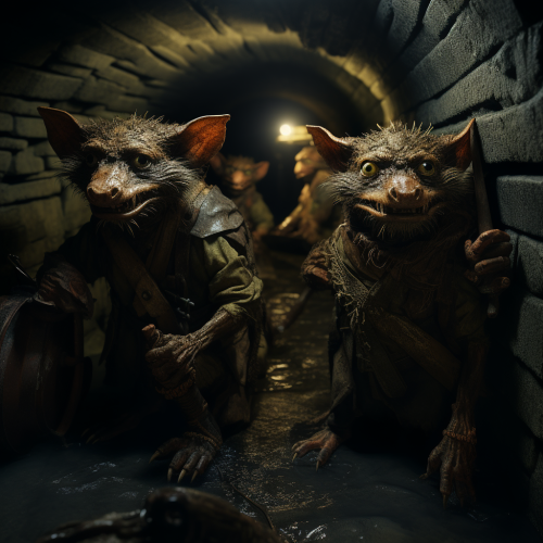 Detailed image of draconic kobolds in sewers Detailed image of draconic kobolds in sewers